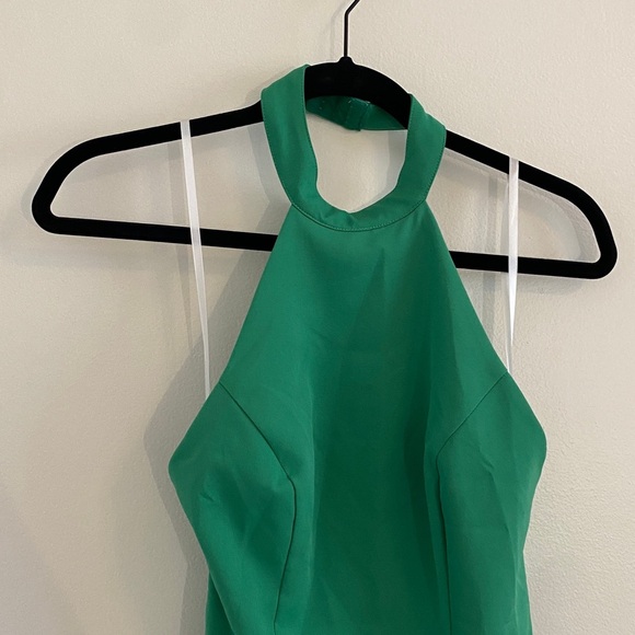 NBD High Neck Halter Open Back Mini Dress NWT Green Size Small - Picture 3 of 8